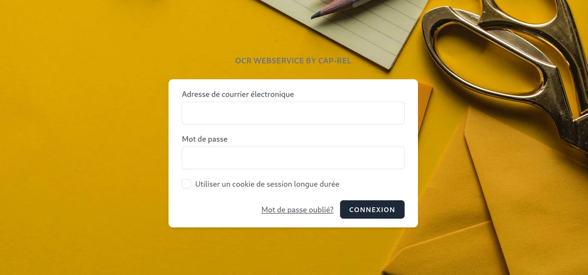 Page de connexion au serveur OCR