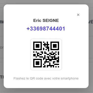 Popup QR code pour lancer un appel depuis le mobile