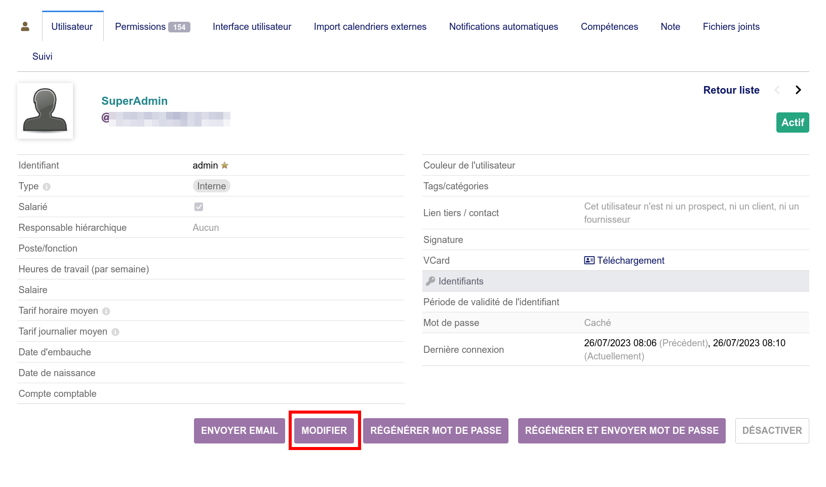 Cliquez ensuite sur le bouton "Modifier"