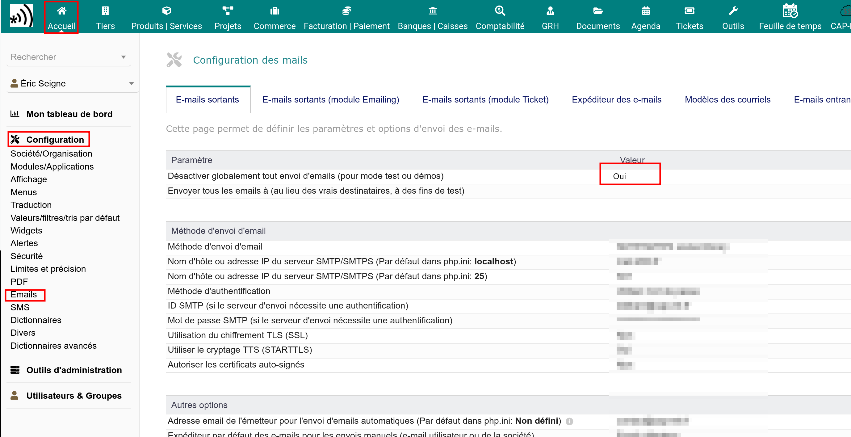 Configuration mail