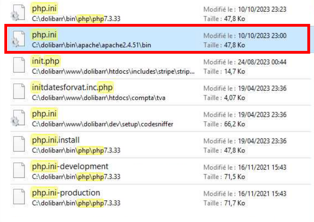 Attention à prendre le php.ini du dossier Apache