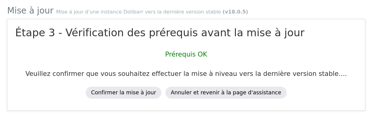 Vérification des prérequis