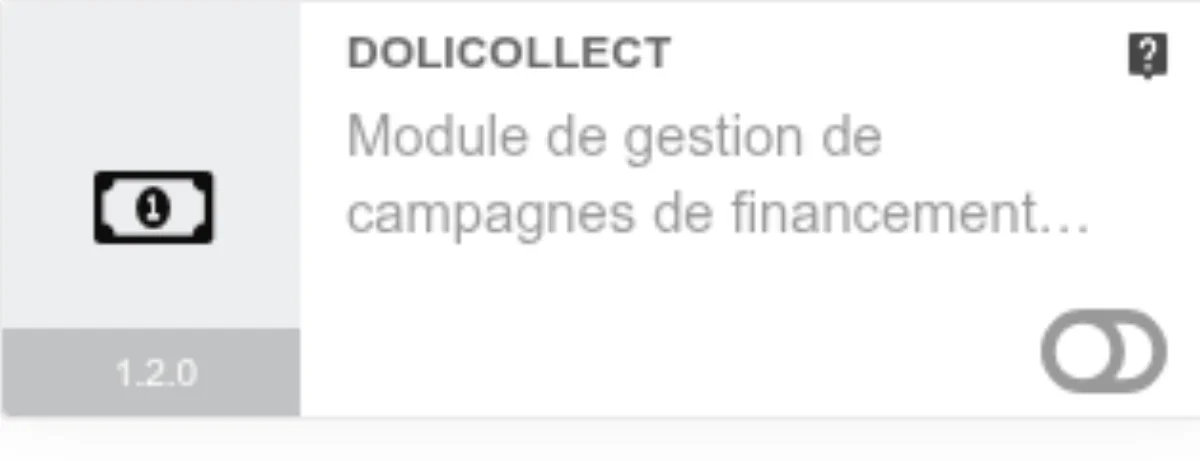 Page d'activation du module DoliCollect dans la liste des modules Dolibarr