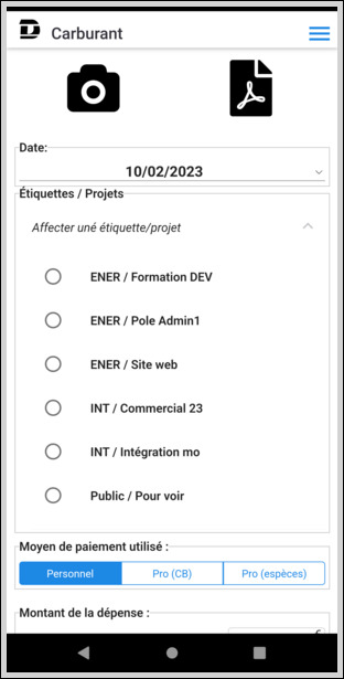 Déroulez le menu Étiquettes / Projets