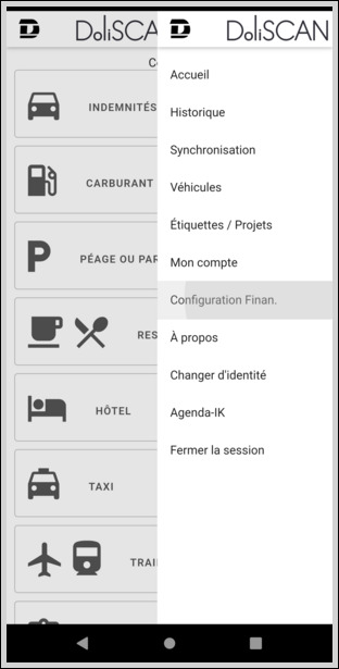 Choisissez "Configuration Finan."