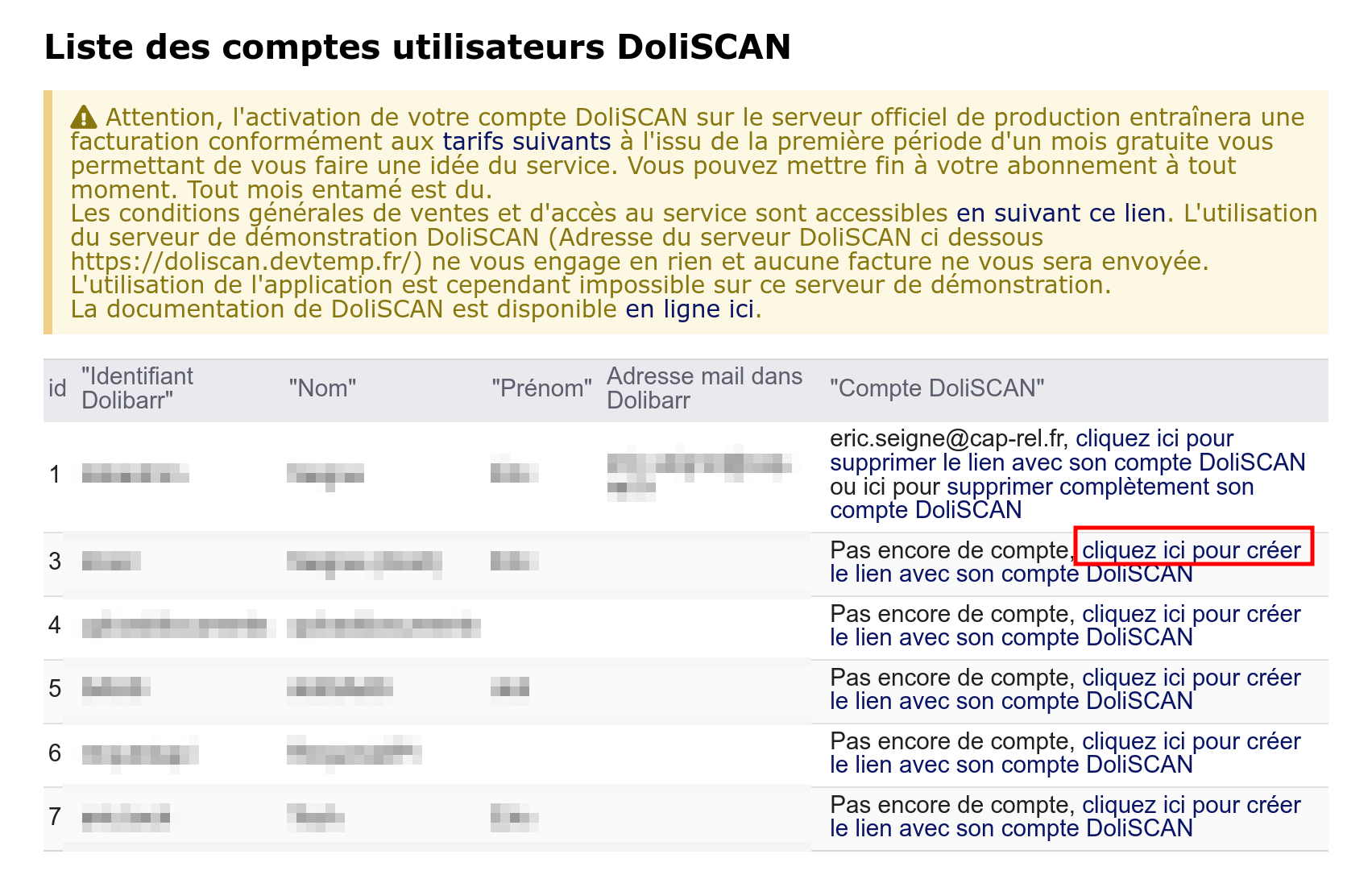 Création des comptes utilisateurs