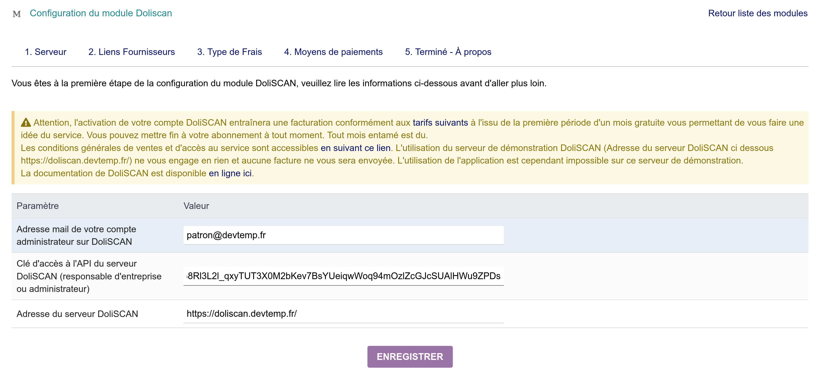 Configuration du serveur (suite)
