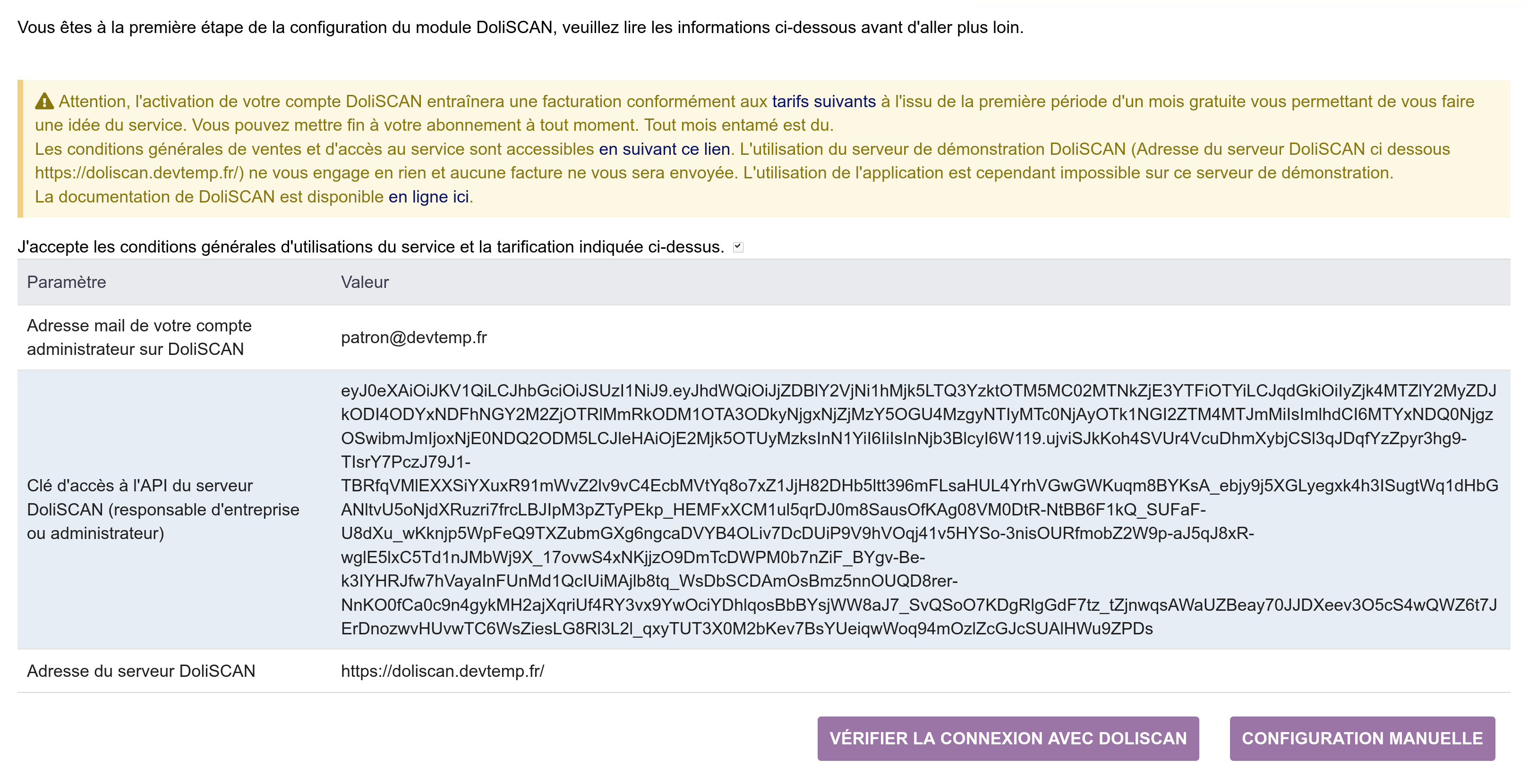 Connexion vérifiée