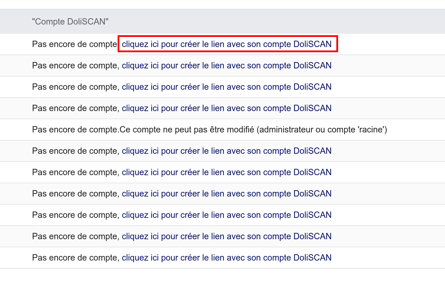 Création du compte DoliSCAN