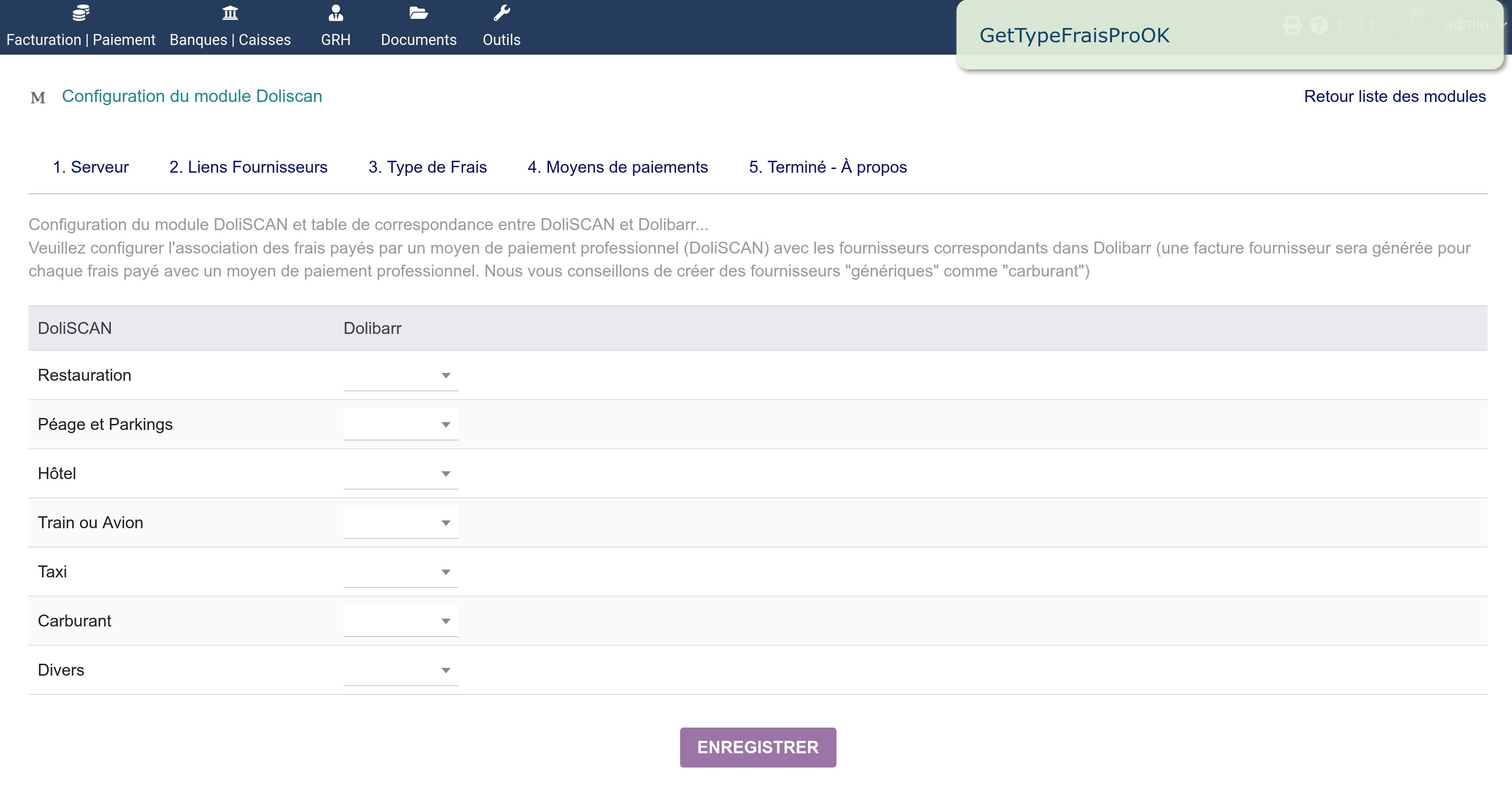 Liste des fournisseurs