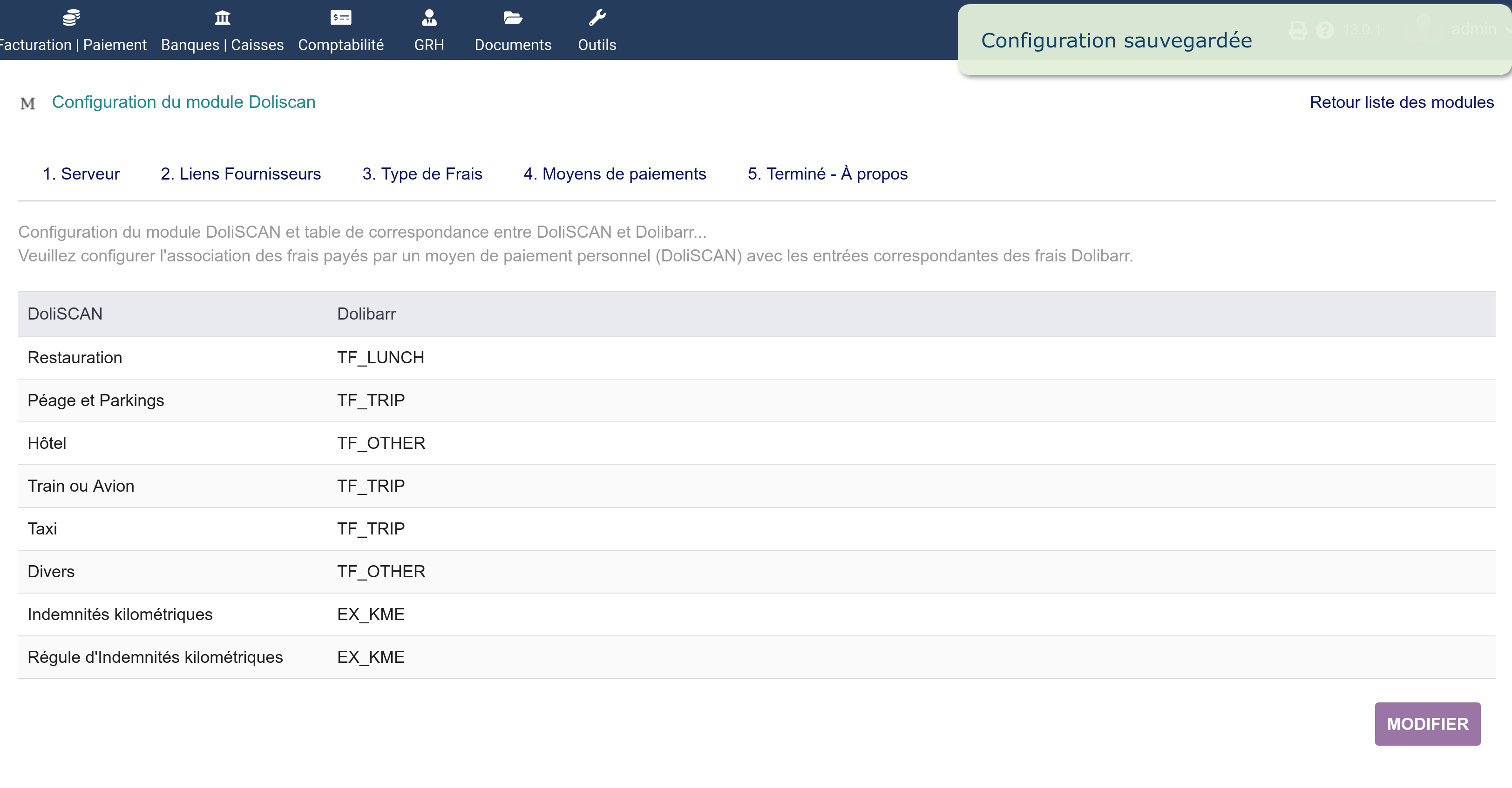 Types de frais (fin)