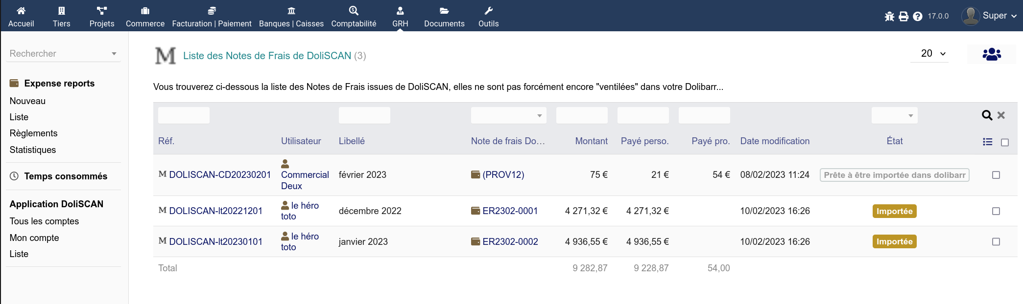 Le commercial dispose d'une CB entreprise