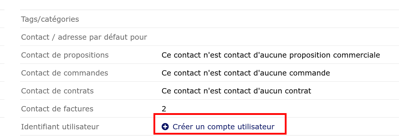Créer un compte utilisateur externe