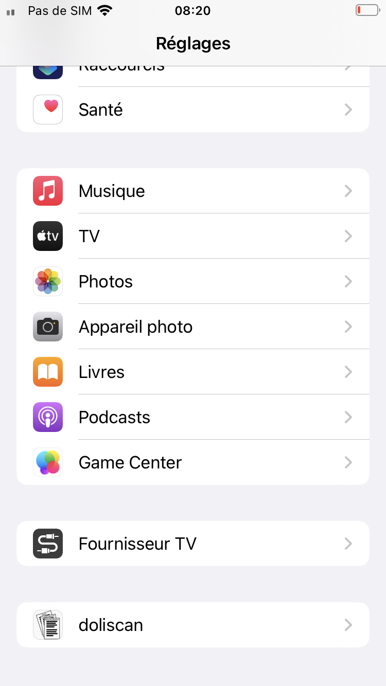 Allez dans le menu Réglages de votre iPhone