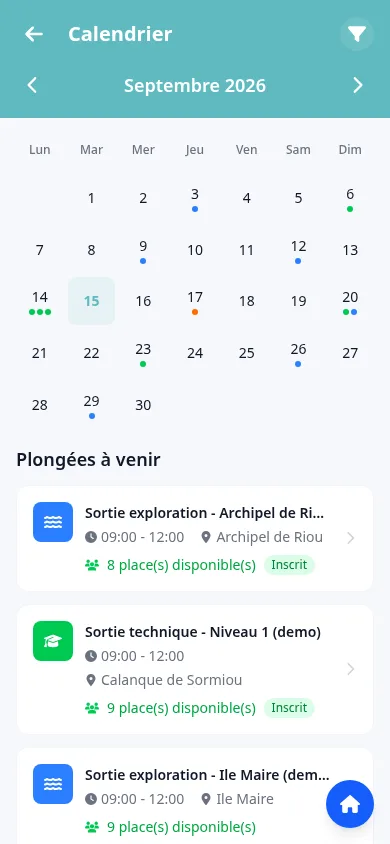 Calendrier des sorties