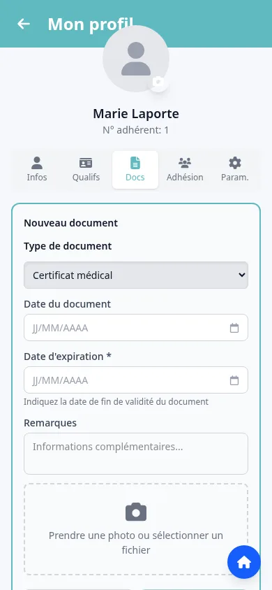 Formulaire de dépôt d'un document