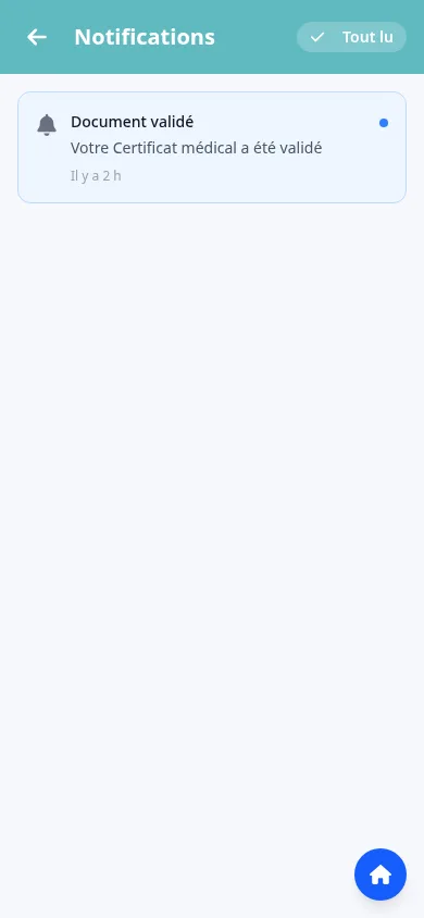 Liste des notifications