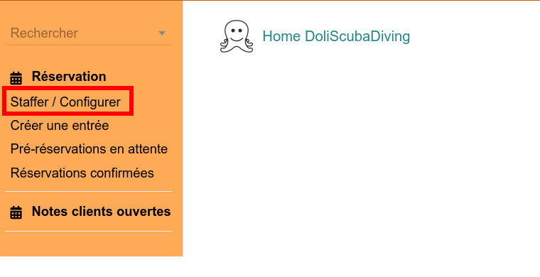 Menu permettant de créer votre planning