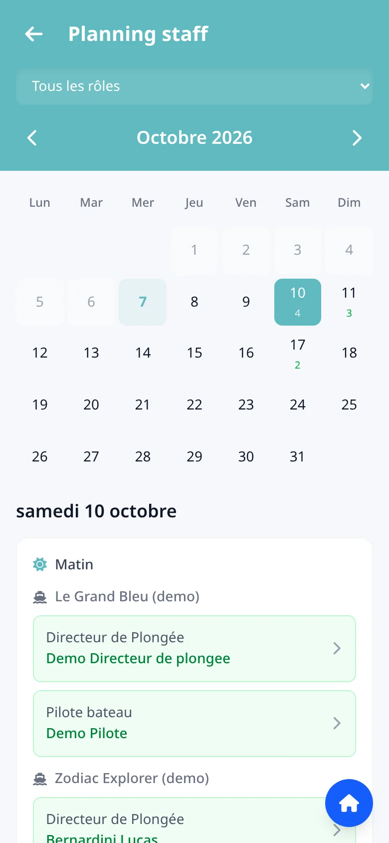 Le planning sur un téléphone
