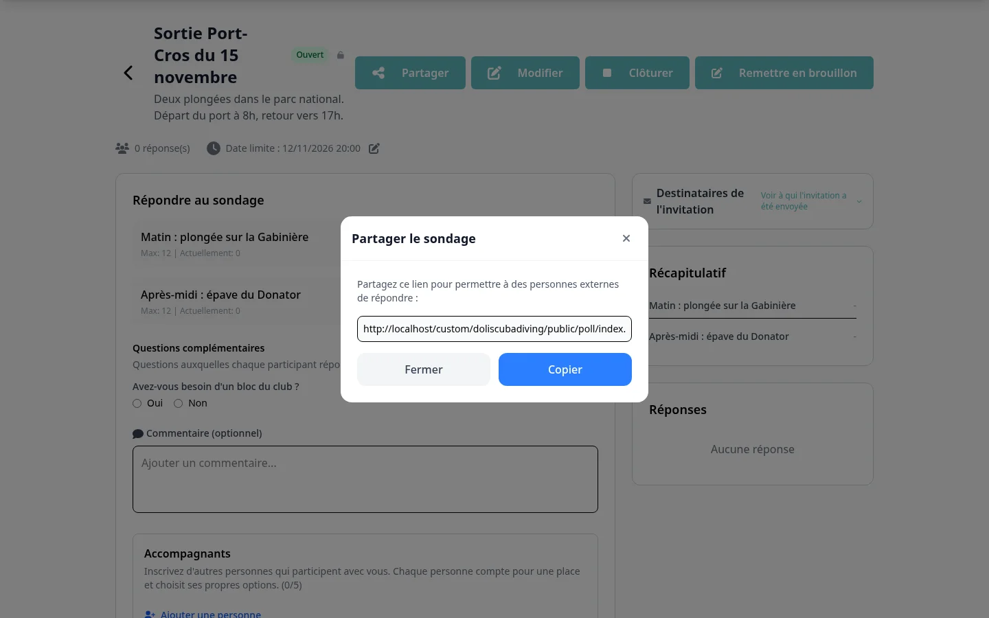 Le lien de partage