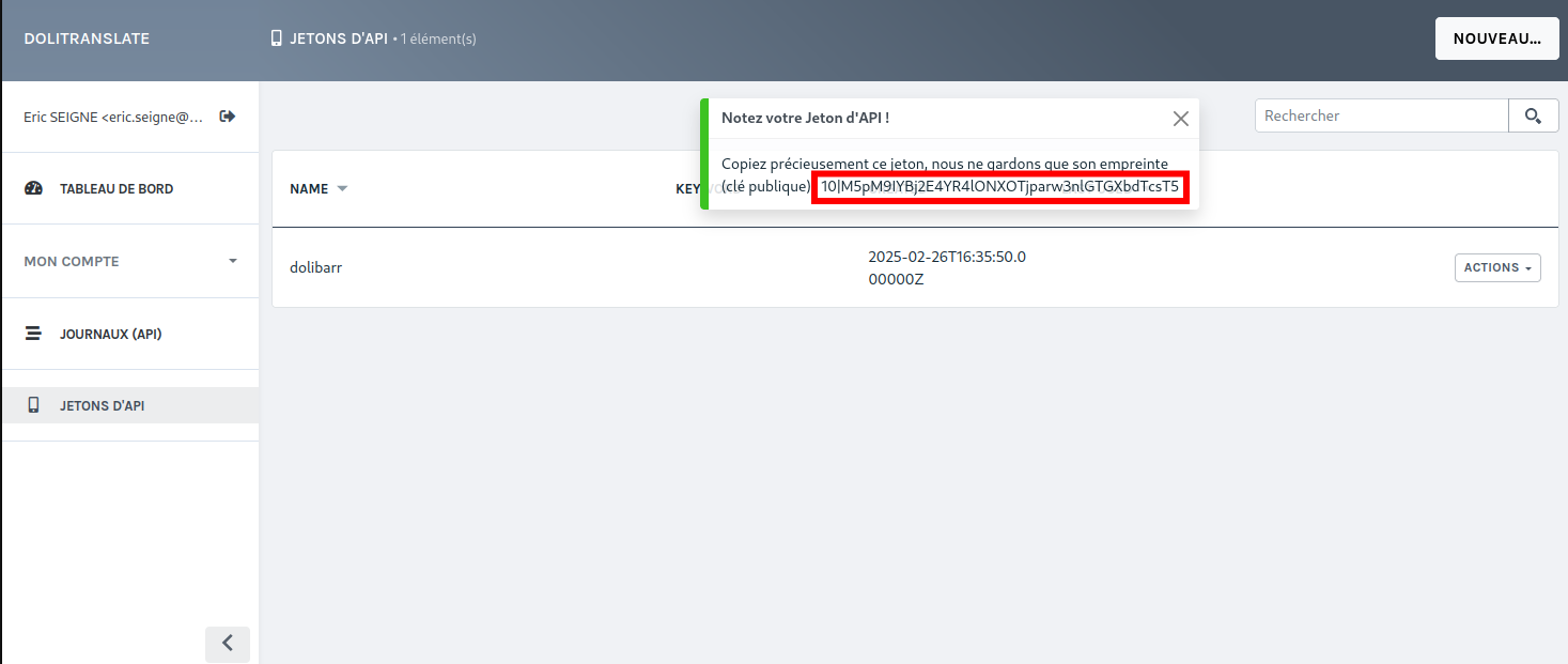 Configuration du module dans Dolibarr