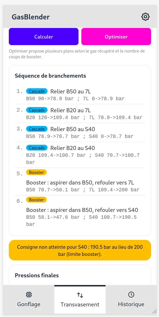 Séquence de branchements avec les badges Cascade et Booster