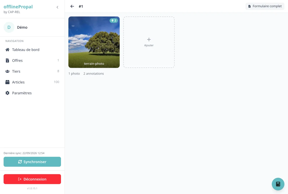 Album of a photo dossier with the photo grid and the marker badges