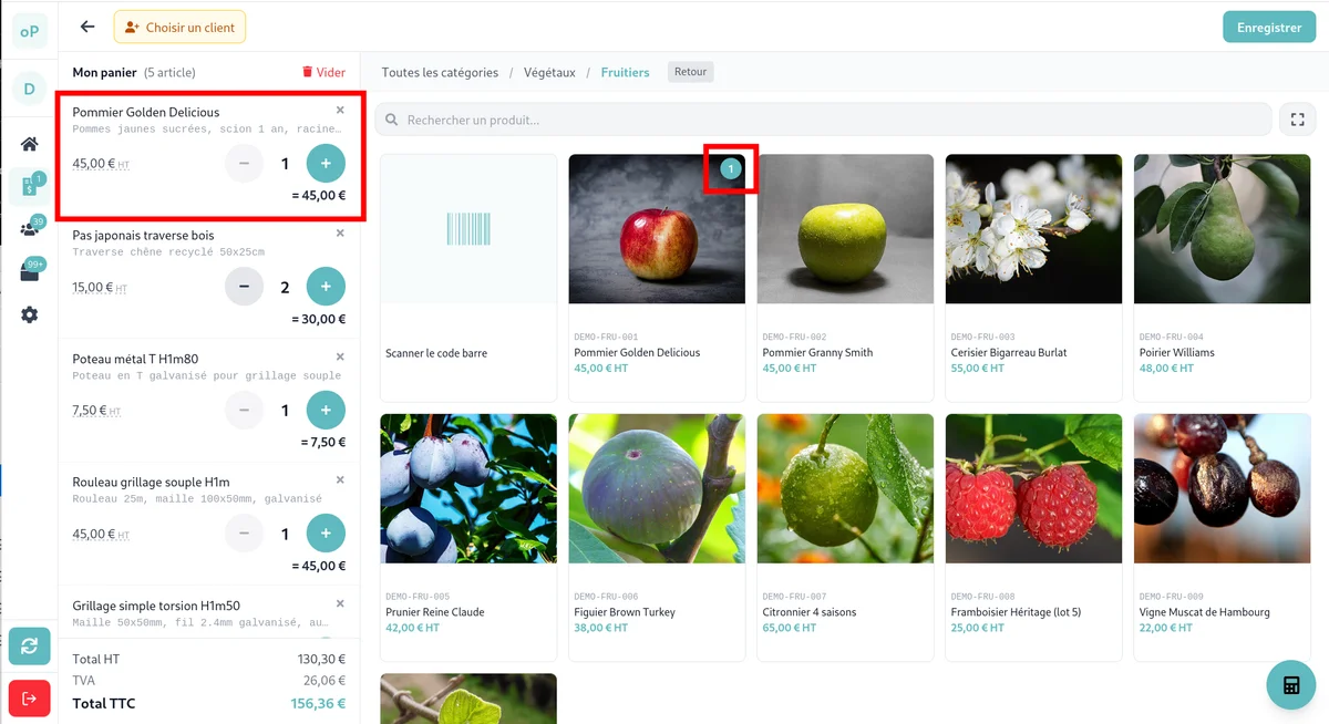 Selecting a product by category or by search