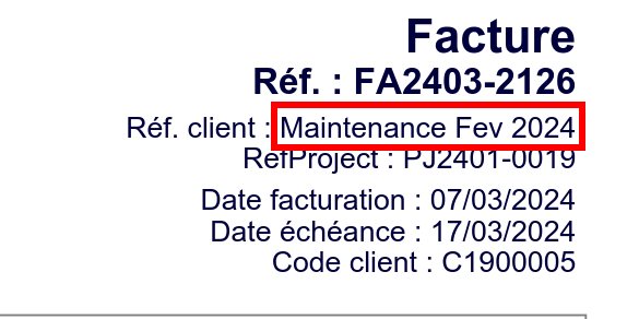 Référence client sur la facture