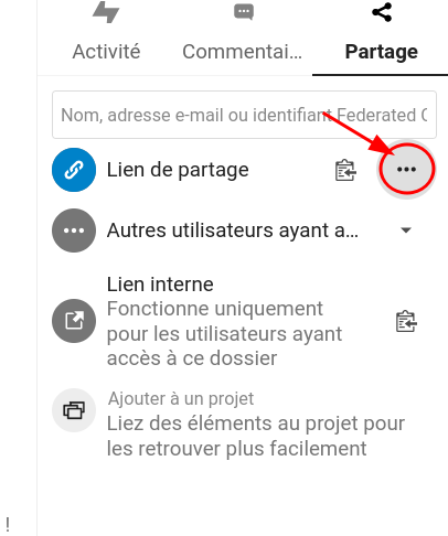 Configuration du partage