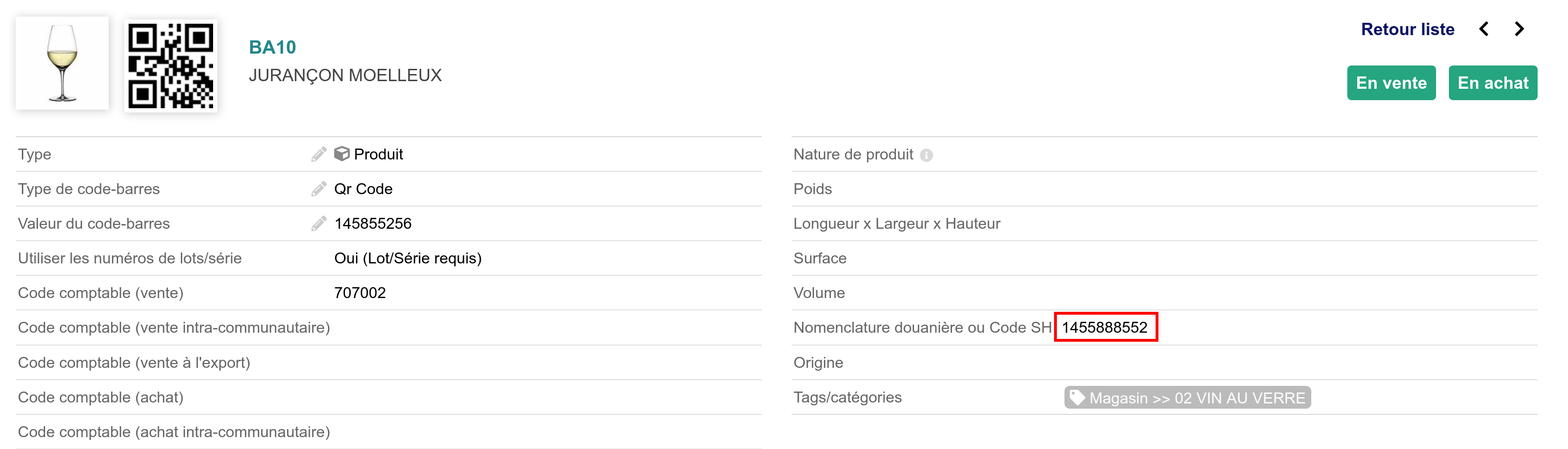Nomenclature douanière ou code SH