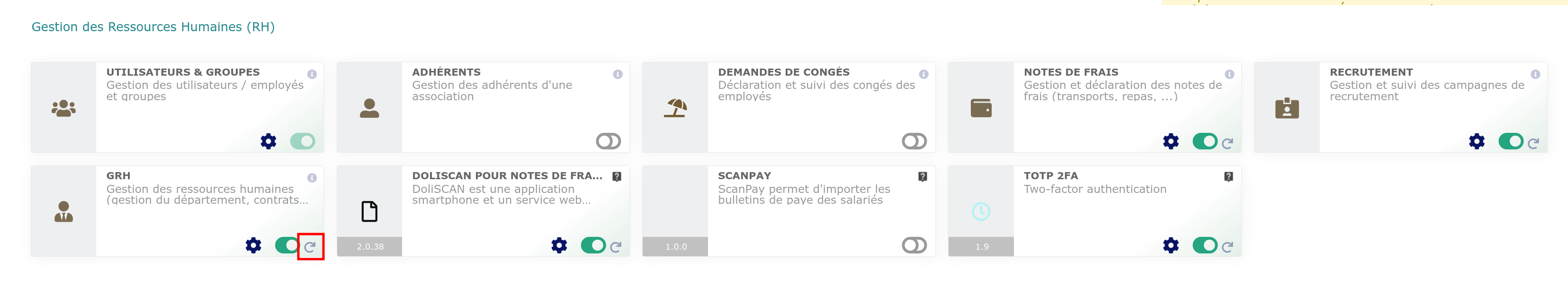 Page de configuration du module ScanPay dans Dolibarr