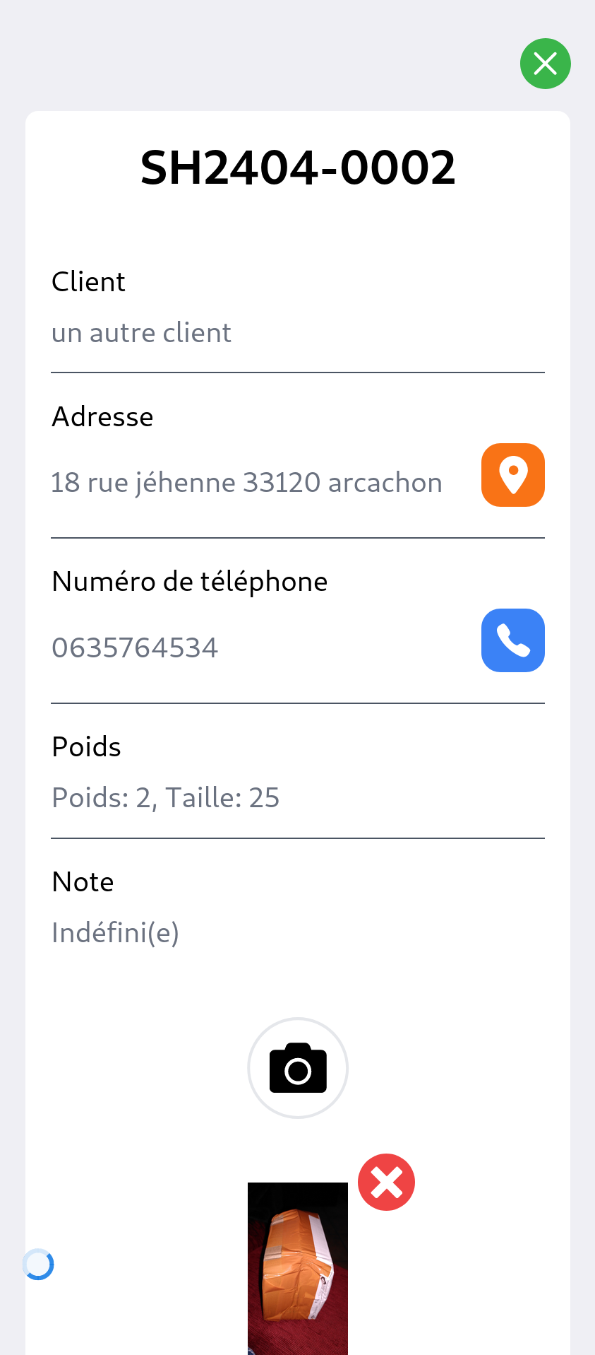 Écran de livraison version 2.0 -- vue détaillée (1)