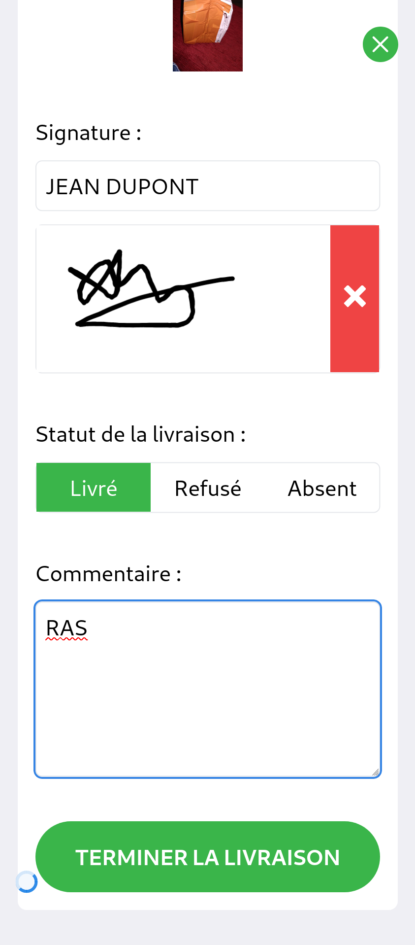 Écran de livraison version 2.0 -- vue détaillée (2)