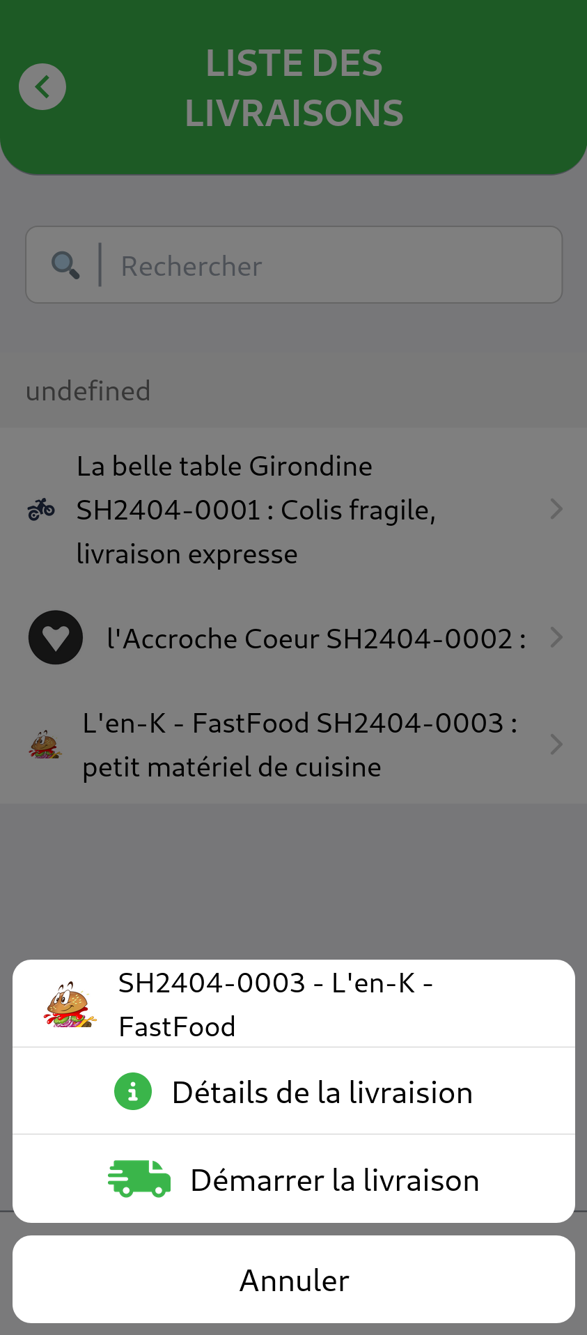 Interface mobile de la version 2.0